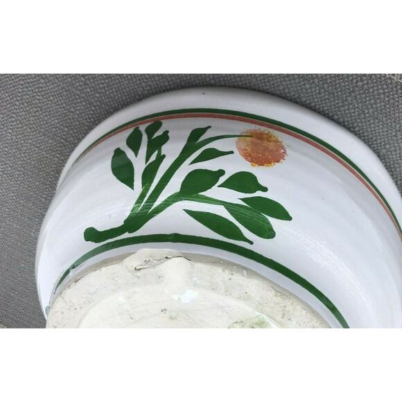 Vintage Lee’s Pottery Hand Painted Floral Fruit Bowl Planter Cream 8.5in x 3in - Picture 3 of 12